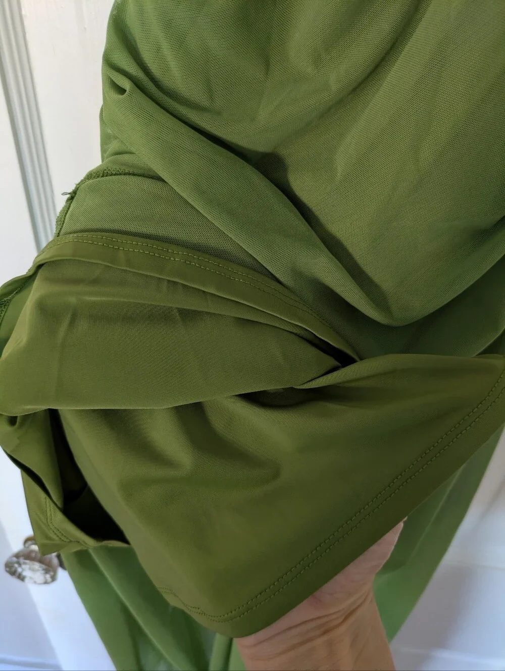 Abercrombie Sheer High Neck Maxi Dress Kiwi Green Size M
